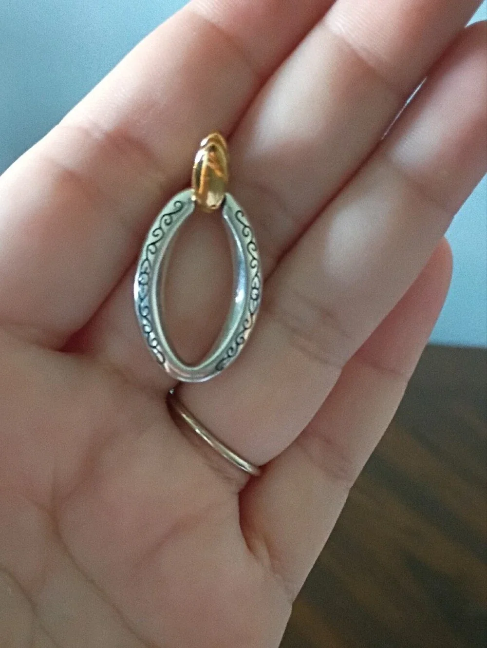 Brighton Silver-Tone Oval Drop Earrings with Gold Accent